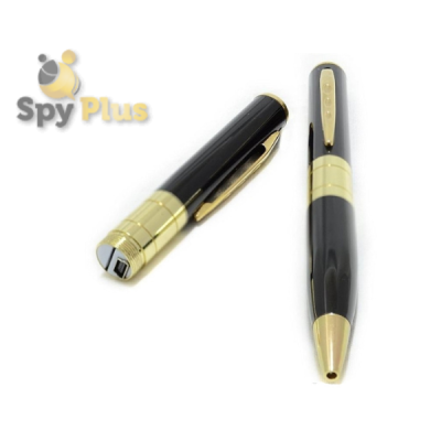 This photo shows our Pen with Hidden Camera, it has black and gold colour.